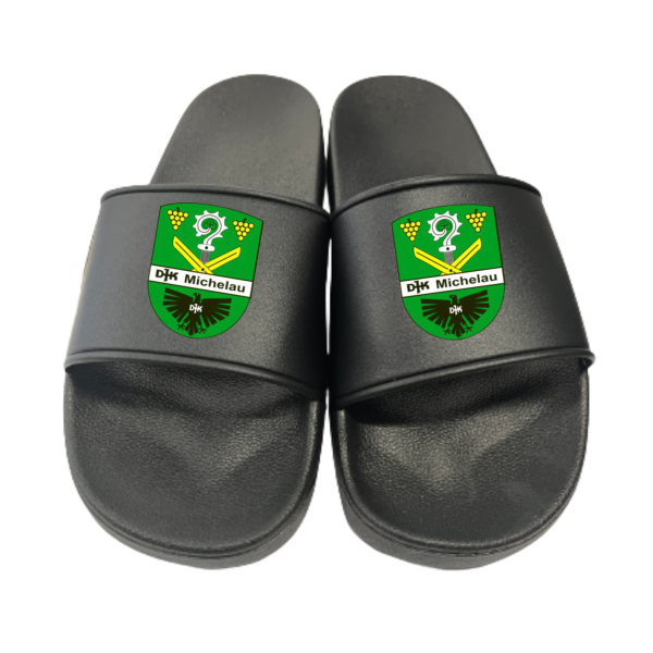 Badeschuhe Badelatschen schwarz mit Vereinslogo